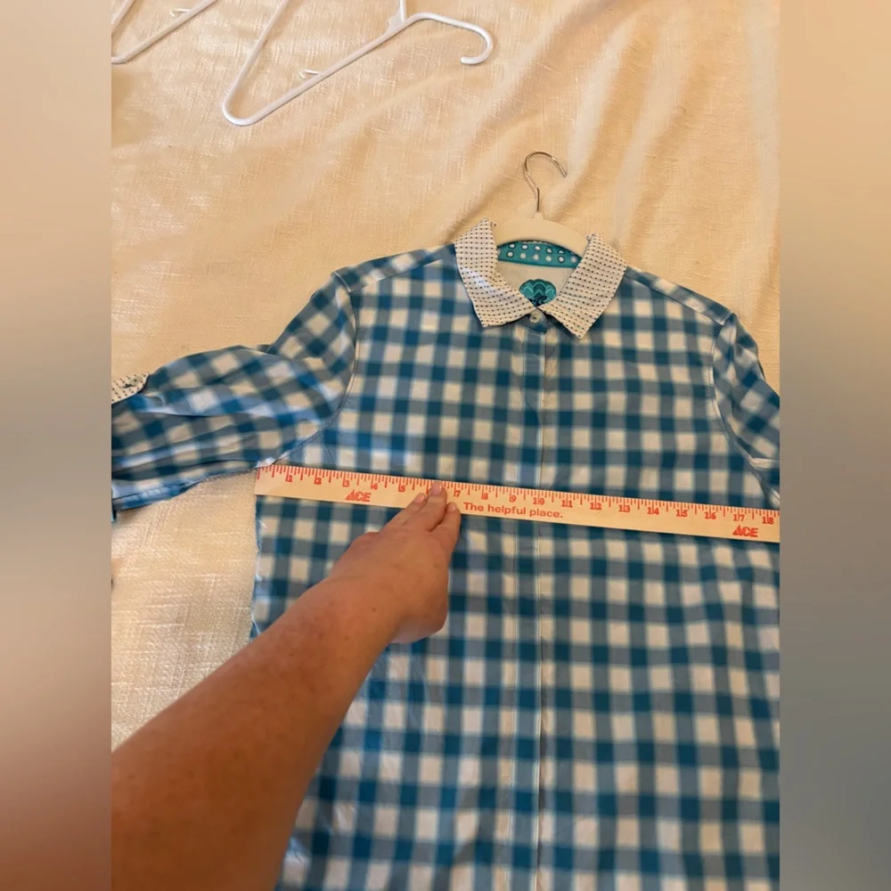 Robert Graham Blue & White Cotton Checked Collared Shirt Women’s Medium - Picture 8 of 10